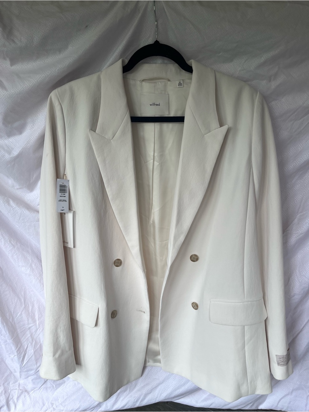 Wilfred Cream Double-Breasted Blazer with Notch Lapels